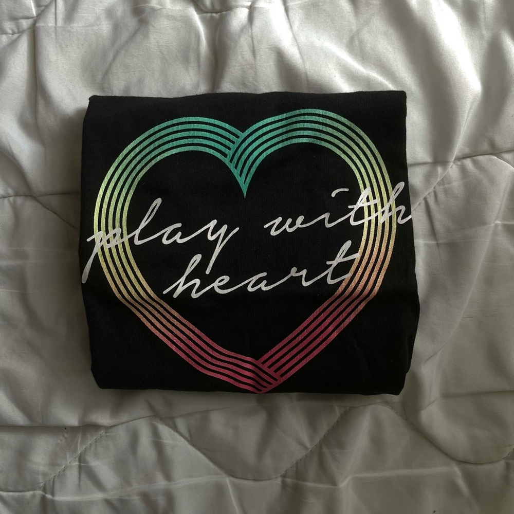 Girls Black & Multicolor Heart Shirt